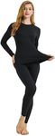 LNFINTDO Womens Thermal Underwear Set Winter Long Johns Top and Bottoms for Ladies Black