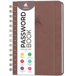 Clever Fox Password Book Spiral – Internet Address Log Book with Alphabetical Tabs, Password Keeper & Organizer - Medium 15.5x19.6cm (Dark Terracotta)