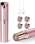 Facial Hair Removal for Women, Portable Painless Hair Remover Device, Rechargeable, with 4 Replacement Heads, for Face, Upper Lip and Chin