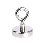 Schrodinger15 333063(1pcs) Dia. 32mm NEODYMIUM Lifting Fishing Loading Recovery Retreival Magnet With Hook Lifting Capacity upto 20kgs (net wt. 61g per pc) (1pcs per order)