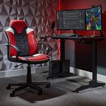 X-Rocker Saturn Office Chair, Mid Back Ergonomic Gaming Chair with Armrest, Computer Swivel Chair with Back Support, Adjustable Height, Comfortable Chair for Young Adults and Teens - RED