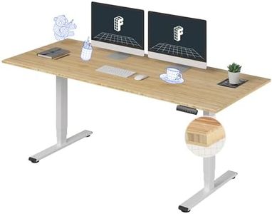 FLEXISPOT Pro 3 Stages Dual Motor Electric Standing Desk 182x76 cm Bamboo Whole-Piece Board Height Adjustable Desk Electric Stand Up Desk Sit Stand Desk(White Frame + Bamboo Desktop)