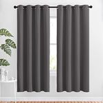 NICETOWN Blackout Curtains Panels for Bedroom - 3 Pass Microfiber Noise Reducing Thermal Insulated Solid Ring Top Blackout Window Drapes (2 Panels, 52 x 72 Inch, Gray)