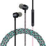 URIZONS 3.5mm Wired Earphones Braided Headphones - noise cancelling with Microphone No Tangle Cord in-ear Sports Earbuds for Iphone Samsung Laptop (Green)