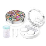 Contact Lens Travel Kit with Cleaner Washer, 5 in 1 Portable Contact Box with Mirror Tweezers Remover Tool Solution Bottle for Travel Daily Outdoor,Mandala