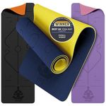 Yogii Yoga Mat - Premium TPE Pilates Mats - 183 x 61 x 0.6cm Eco Friendly Non Slip Yoga Mat Thick - Exercise Mat for Home - Gym Mats for Home - Thick Yoga Mats for Women and Men - Blue/Gold