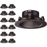 TORCHSTAR 12-Pack 4 Inch Rosewood Decor Recessed Can Light Trim, Metal Step Baffle Trim, Fit Halo/Juno Remodel Recessed Housing, 4 Inch Light Trim for PAR16, PAR20, R20, Oil Rubbed Bronze