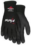 MCR Safety N9690M Ninja Ice Insulated Work Gloves 15 Gauge Black Nylon with Acrylic Terry Interior HPT Palm and Fingertip Coating, Medium, 1 Pair