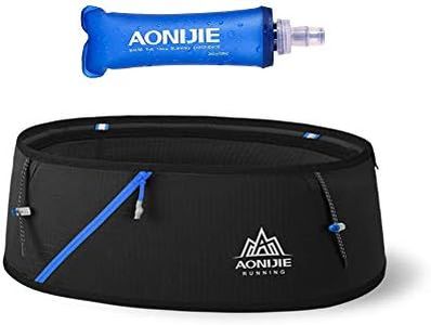AONIJIE Lovtour Running Belt Waist Pack, Flip Waist Belt,with 250ml Soft Water Bottle Free and Lightweight for Marathon Climbing Jogging Cycling Workout Fitness Mobile Phone Holder (Black, L-XL)