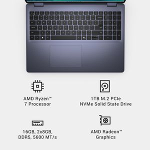 Dell Inspiron 16 Laptop – Ryzen 7, 16GB RAM, 1TB SSD