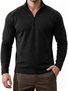 INVICTUSY Men's Quarter Zip 1/4 Zip Pullover Long Sleeve Running Shirts Quick Dry Athletic Workout Shirts for Men Workout Gym Golf D Black