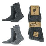 GoWith Alpaca Wool Socks, extra thick 2 pairs multipack for men & women, natural thermal wool winter socks, soft, warm, cosy, chunky, brown beige grey UK size 3-5, 6-8, 9-11