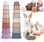 Stacking Cups for Rabbits, 16PCS Multicolored Bunny Toy, Nesting Stackable Rabbit Foraging Toy for Small Animals, Chinchilla Guinea Pig Enrichment Toys for Hiding Food and Playing