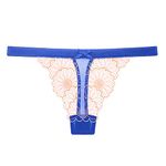 Cunhuan Underwear Women Daisy Embroidery Panties Hollow Jacquard Thin Low Waist High Elastic Thong Bunny Shirts for Women 2x (Blue, One Size)