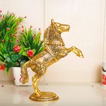 KridayKraft Golden Oxidized Jumping Horse Statue Showpiece for Vastu, Wealth & Decorative for Home,Office,Living Room Gift for Friends,Wedding,Relatives