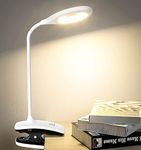 Deeplite LED Desk Lamp Clip on Light Battery Powered Reading Light Book Light for Bed, Eye-Caring Flexible Arm Memory Touch 3 Color Modes & Stepless Brightness Portable Table Light for Study Work