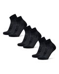 DANISH ENDURANCE Merino Wool Low Cut Hiking Socks with Lightweight Cushioning, for Men & Women, Unisex, 3 Pack, Black, 9-12