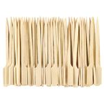 200 Pieces Paddle Bamboo Skewers, Flat Burgers Sticks Children Skewers Kids Wooden Fruits Picks Cocktail Sticks Satay Skewers Barbecue Kebabs Skewers for Buffets Party