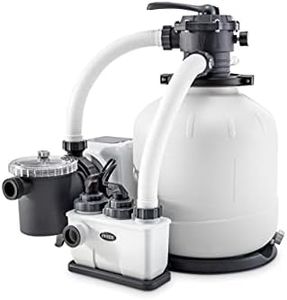 Intex 26680 – Sandfilterpumpe Krystal Clear mit Salzwassersystem, Wasserfluss 10000 L/h, Systemfluss 8000 L/h, für Pools bis maximal 56800 L, Kunststoff, Weiß