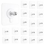 DALUCI 20 Pcs Self Adhesive Wall Hooks for Hanging | Heavy Duty Adhesive Hooks for Wall | Screw Nail Free Sticky Hooks for Wall Heavy Items Without Drilling | Transparent Wall Hanger Hook (Pack of 20)