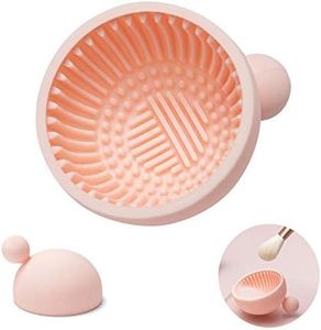 Brush Cleaning Pad，Silicone Makeup Cleaning Brush Scrubber Bowl Portable Washing Tool Cosmetic Brush Cleaner for Gir，Easy Clean