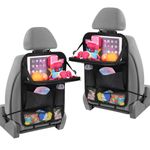 URAQT Car Seat Organizer 2 PCS, Car Back Seat Organizer, 6 Storage Pockets Cars Organizers with Foldable Table Tray and Tablet Holder, for Your SUV, Truck, Cars Storage Bag Travel Accessories Black