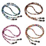 Beaded Eyeglass Chains, 4 PCS Colorful Bead Glasses Strap Anti-slip Spectacle Lanyard Sunglasses Neck Cord Trendy Eyewear Retainer Chain and Roap