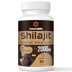 Lumarejebo Shilajit Capsules 2000mg, Pure High Strength Himalaya Shilajit with Ashwagandha, 60% Fulvic Acid and 85+ Minerals, Vegan, 60 Count (Pack of 1)