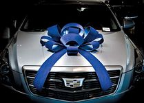 CarBowz Big Blue Velvet Car Bow, Giant 30" Bow, Non Scratch Magnet, Weather Resistant Vinyl