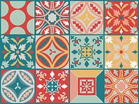 Graphixdesign Moroccan Tile Stickers for Kitchen Backsplash Bathroom Floor Wood Glass Stick Home Decor Furniture (Multicolor, 6x6 Inch 36 pic)