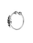 abhooshan Pure 92.5 Sterling Silver Press On Nose Ring | No Piercing required - Just Clip-On. Stylish Septum Couch Helix | With Certificate of Authenticity (Oxidized Pure Silver Leaf Charm)
