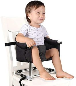 Booster Seat for Dining Table: Portable Toddler Booster Chair with Safety Buckle and Height Adjustable, Foldable Baby Feeding Chair, Kids High Chair Booster Seat for Kitchen Home Travel - Black