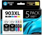 Smart Ink Compatible Ink Cartridge Replacement for HP 903 903XL High Yield 5 Multipack (2 Black XL & C/M/Y) with Advanced Chip Technology to use with Officejet 6950 Officejet Pro 6960 6970 All-in-one