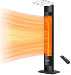 thermomate Carbon Infrared Patio Heater, 1500W Electric Outdoor Heater with Remote, 2 Heating Levels and 24H Timer, Tip-over Protection & IP55 Rated for Porch, Decks, Backyard, Restaurant & Garage