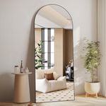 CASSILANDO Full Length Mirror, 165X60cm Arched Mirror, Floor Mirror with Stand, Full Body Mirror, Hanging or Leaning Against Wall, Black Standing Mirror Large Bedroom Mirror for Cloakroom (Black)