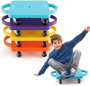 HONEY JOY 4 Pack Scooter Board, Kids Sitting Scooter with Handles & Non-Marring Casters, Fun Sports Scooters, Children Indoor Gym Play Equipment, Floor Scooter Board for Kids 3+ (4 Pack, Colorful)