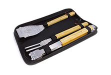 BRISA VW Collection - Volkswagen Stainless Steel Grill Cutlery Set - Tongs, Fork, and Turner in T1 Bus Design (3-Piece with Carrying Case)