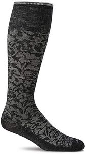 Sockwell Women's Damask Moderate Graduated Compression Sock, Black - S/M