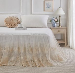 Brandream Cream Lace Bed Skirt King 18-Inch Drop Romantic Bedding