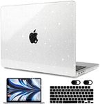 MEEgoodo Glitter Case for M3 MacBook Air 13.6 inch Case,Fit Model A3113 A2681 with M3 M2, Laptop Hard Shell Cases with Keyboard Cover & Camera Cover Compatible with 13.6" MacBook Air, Star Clear