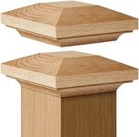 Sasylvia 2 Pcs Wood Newel Post Red Oak Newel Cap Newel Post Cap for Use with 3 Inches Newel Posts