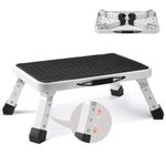 VEVOR Step Stool 1-Step 330lbs Capacity, Folding Steel Step Ladder 3 Adjustable Height, Portable Toddler Step Stools for Adults, Non-Slip Sturdy Step Ladders for Office, RVs, Pets, Bathrooms,Bedrooms