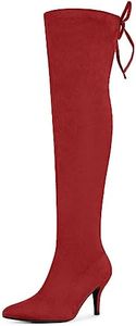 Allegra K Women's Stiletto Heels Thigh High Red Over Knee High Boots 10 M US