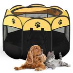 MAK7 ONLINE BIZ Portable Folding Pet Dog Cage Dog House Large Tent, Dog Fence and Fence Playpen,Octagonal Design, 91cm x 91cm x 58cm, Size -L