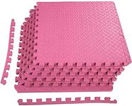 HAJEX Pink Interlocking Exercise Mats. Gym Floor Tiles, Area 16 Sq.ft - Pack of 4, 24 x 24 x .5 Inches