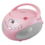 HANNLOMAX HX-319CD Portable CD Boombox, AM/FM Radio, LED Display, Aux-in Jack, AC/DC Dual Power Source. (Pink)