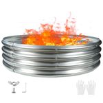 Camp Fire Ring Pit, Large Round Galvanized Steel Fire Pit, Heavy Duty Steel Fire Pit for Backyard, Camping, Bonfire (5x5x1FT)