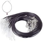 BHAHAI 30 PCS Black Necklace Cord with Lobster Clasp Waxed Necklace String Cord Pendant Bulk Necklace Cords Chain for Bracelet Jewelry Making