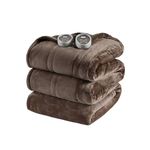 Beautyrest Heated Blanket, Electric Blanket, Soft, Warm, Reversible Plush - Sherpa Heating Blanket with 20 Heat Settings, 1-10 hrs Timer Auto Shut Off, Machine Washable, King (90 inx100 in), Chocolate