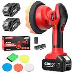 Avhrit Cordless Car Polisher, 2*21V 4000mAh Batteries, Car Polishing Machine 6-Inch, 8mm Orbita Car Buffer Waxer Kit, 6 Variable Speeds (MAX 6000RPM) for Scratch Detailing, Boat Care, Waxing
